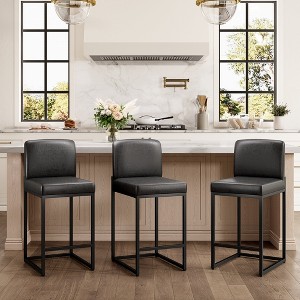 Captiva Designs 24 inch Height Bar Stool with Padded Seat and Back & Sturdy Steel Frame & Footrest - 1 of 4