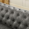 88.5" PU Chesterfield 3-Seater Sofa with Scrolled Arms - 4 of 4