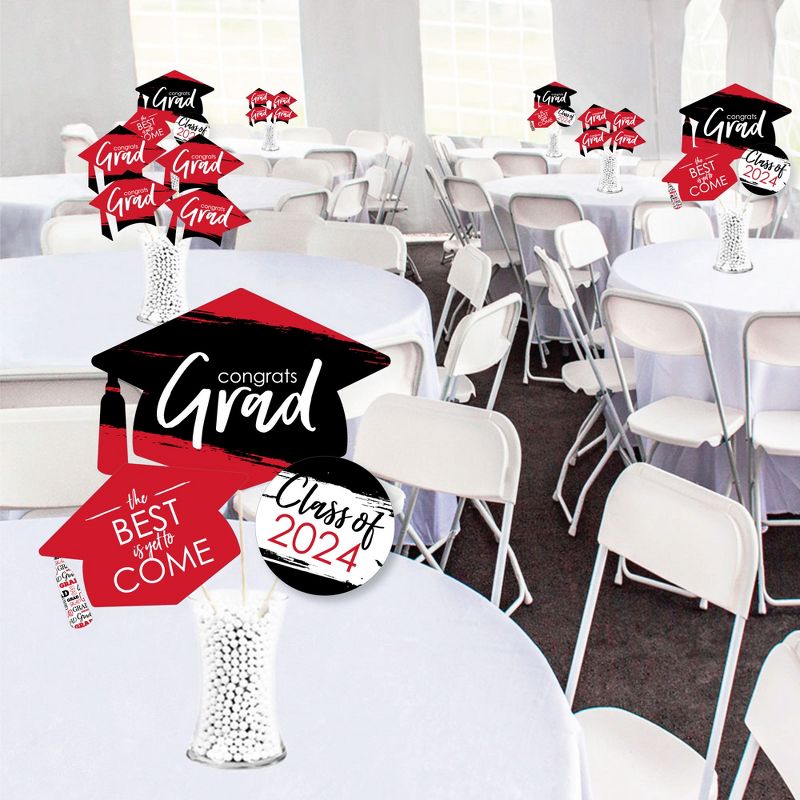 Big Dot of Happiness 2024 Red Graduation Party Centerpiece Sticks - Showstopper Table Toppers - 35 Pieces, 2 of 9