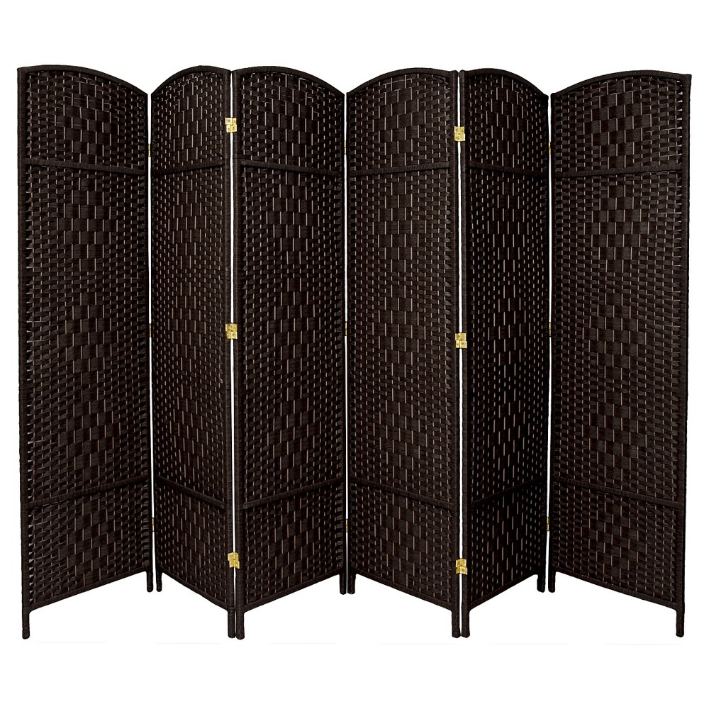 Oriental Furniture 7 ft. Tall Diamond Weave Room Divider - Black (6 Panels)