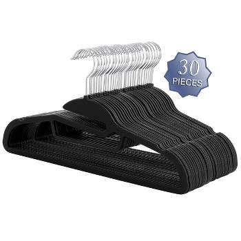 Elama Home 30 Piece Rubber Non Slip Hanger with Hanging Tab in Black