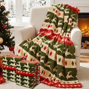 Lomsoe Christmas Blanket Red Reindeer Flannel Throw Warm Blanket for Couch Bedroom Bed Sofa Office Winter Travel. - 1 of 4