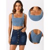 Allegra K Women's Denim Bustier Sleeveless Corset Crop Tops - 2 of 4