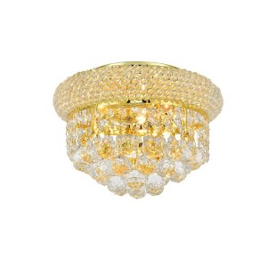 Elegant Lighting Primo 3 light Gold Flush Mount Clear Royal Cut Crystal - 1 of 2