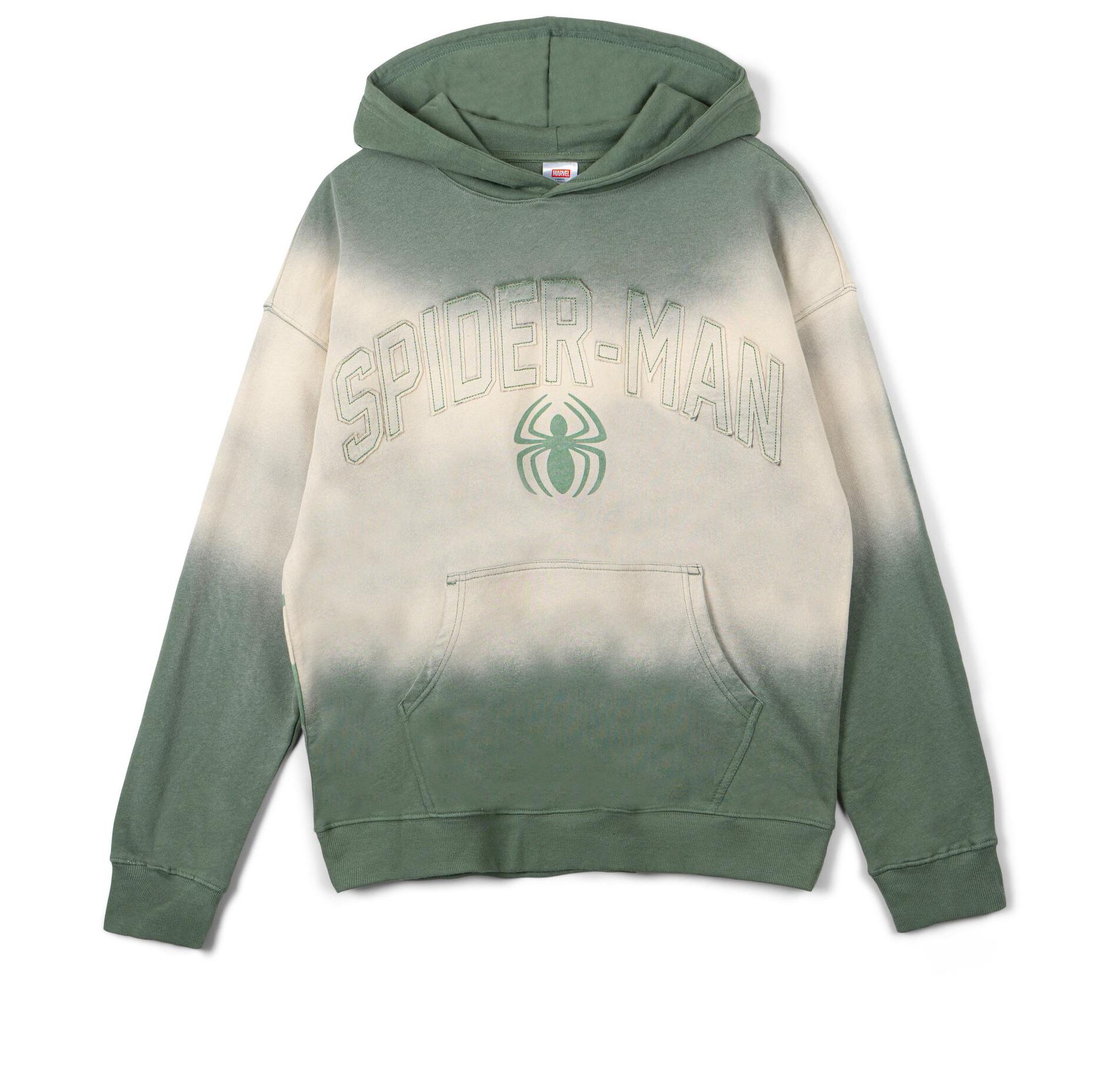 Marvel Spider-Man Womens French Terry Drop Shoulder Pullover Hoodie Green Spiderman Small