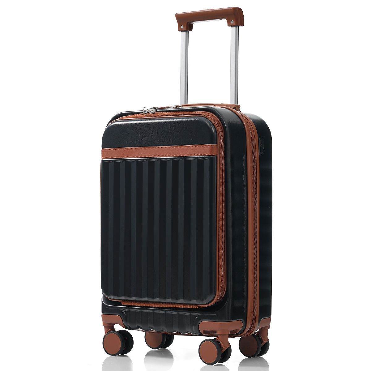 Polibi Luggage Set 3 Piece, 20 Inch Front Opening Design and 24/28 Inch Checked Suitcase with Spinner Wheels - thumbnail 5