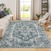 Vintage Medallion Throw Carpet Large Living Room Rug Washable Rug Stain Resistant Carpet with Non-Slip Backing Low Pile Folding Floor Cover - 2 of 4