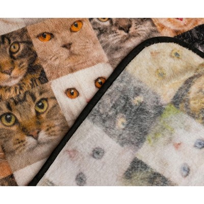 Cat Face Collage Fleece Throw Blanket 45 x 60 Inches