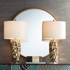 360 Lighting Modern Table Lamps 26 1/2" High Set of 2 Gold Textured Diamond Ceramic White Fabric Drum Shade for Bedroom Living Room House Home Bedside - 2 of 4