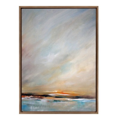 Day's End Coastal Landscape Canvas with Gold Frame
