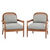 Set of 2 Mid-Century Modern Accent Chairs,Solid Wood Accent Chair with Rattan Backrest and Cushions,Living Room or Bedroom Armchairs-Koiai - 3 of 4