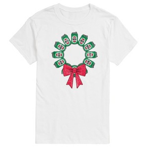 Men's - Instant Message - Beer Christmas Wreath Short Sleeve Graphic T-Shirt - 1 of 4