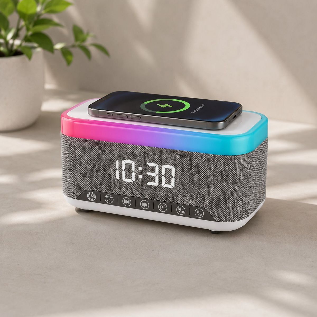 Pursonic All-in-One Alarm Clock with Bluetooth Speaker, FM Radio & Qi Wireless Charging – Your Complete Nightstand Companion - thumbnail 6