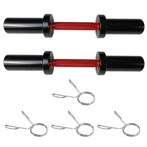 2PCS 16" Dumbbell Handle, Steel Loadable Dumbbell Bars with Rotating Sleeves & 4 Spring Collars, 100LB Capacity Dumbbell Bar, Fits 2" Weight Plates - 1 of 4