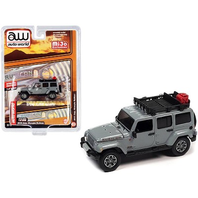 2018 Jeep Wrangler Rubicon with Roof Rack Gray Limited Edition to 3600 pieces Worldwide 1/64 Diecast Model Car by Autoworld