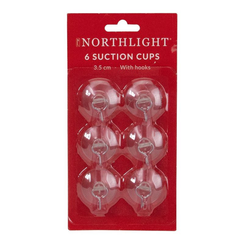 Northlight Pack of 6 Clear Suction Cups with Hook 1.25", 4 of 5