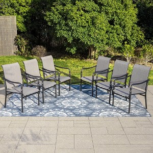 Captiva Designs Outdoor Dining Gray Sling Chairs with Gourd Head Armrests - 1 of 4