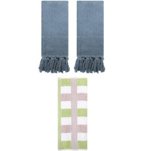 REGALWOVEN 3 Packs Cotton Absorbent Soft Decorative Bathroom Hand Towel Set - 1 of 4