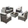 XIZZI 6 PCS Patio Furniture Set, Wide Armrest Outdoor Sectional Sofa, All Weather PE Rattan Outside Conversation Set with Coffee Table, Beige - 2 of 4