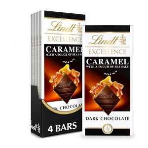 Lindt 4/6/12 Pack Excellence Caramel Sea Salt Dark Chocolate Bar, Dark Chocolate Candy with Pieces of Caramel and Sea Salt Crystals, 3.5oz - 1 of 4