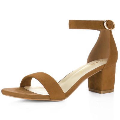 Allegra K Women's Open Toe Block Heel Adjustable Buckled Ankle Strap Sandals