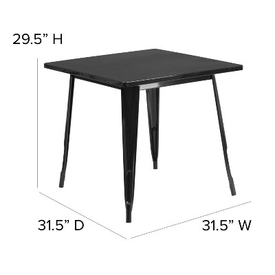 Emma Black Metal Square Indoor-Outdoor Dining Table