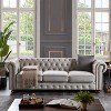 Chesterfield Linen Tufted Nailhead Upholstered Sofa with Wooden Legs - ModernLuxe - 2 of 4