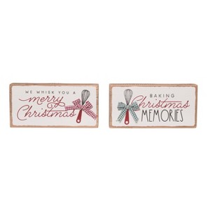 Transpac Wood Baking Blocks Set of 2 Christmas Home Decorations - 1 of 1