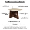 Royal Hampton Coffee Table, 27" Natural Round Marble Tabletop, Mango Wood Sculptural Base - 3 of 4