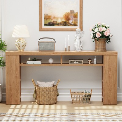 Dolonm 70.86" Extra Long Console Desk with 5-layer Storage Rack,of Shelves Power Outlet&USB Ports,for Entrances,Corridors,Behind Sofas