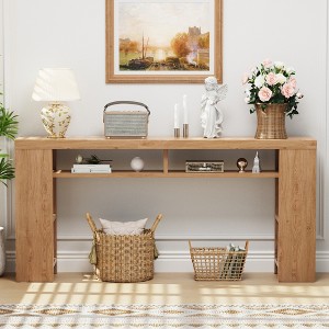 Dolonm 70.86" Extra Long Console Desk with 5-layer Storage Rack,of Shelves Power Outlet&USB Ports,for Entrances,Corridors,Behind Sofas - 1 of 4