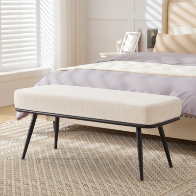 Bekrvio 43.3" Teddy Ottoman Bench,Entryway/Bed Bench End of Bed – Upholstered Padded Seat,Mid Century Modern for Living Room, Hallwa