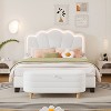 NicBex Full Upholstered Bed Frame with Ottoman and Elegant Flower-Shaped Headboard,Adjustable Headboard with LED Lights,Easy Assembly,White - 2 of 4