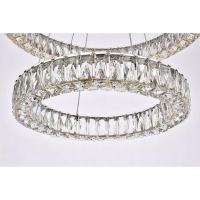 Monroe 28" Gold Crystal LED Double Ring Chandelier