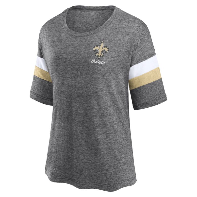 NFL New Orleans Saints Women&#39;s Weak Side Blitz Marled Left Chest Short Sleeve T-Shirt, 2 of 4