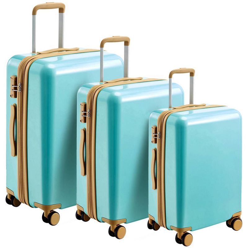 Luggage Sets 3 Piece Double Spinner 8 Wheelssuitcase Set 20/24/28,Carry On Luggage Airline Approved,Hard-Case With Spinner Wheels & Tsa Lock, 1 of 8