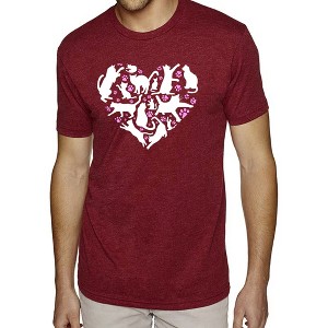LA Pop Art Cat Heart - Men's Premium Blend Word Art T-Shirt - 1 of 4