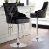 Large Velvet Bar Stool Heavy Duty Chrome Base Comfy Deep Button Swivel Chair - 4 of 4