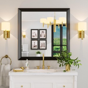 Apmir High-Strength Tempered Glass and Aluminum Alloy Framed French Cleat Mounted Wall Decor Mirror in matte black with 5-Year Warranty - 1 of 4