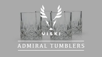 Viski Admiral Highball Glasses Set Of 2 - Faceted Crystal Tumblers - Holds  9 Oz, Clear Finish : Target