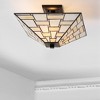 15.7" Glass/Metal Jason Tiffany Style Semi Flush Mount (Includes Energy Efficient Light Bulb) White - JONATHAN Y - 2 of 4