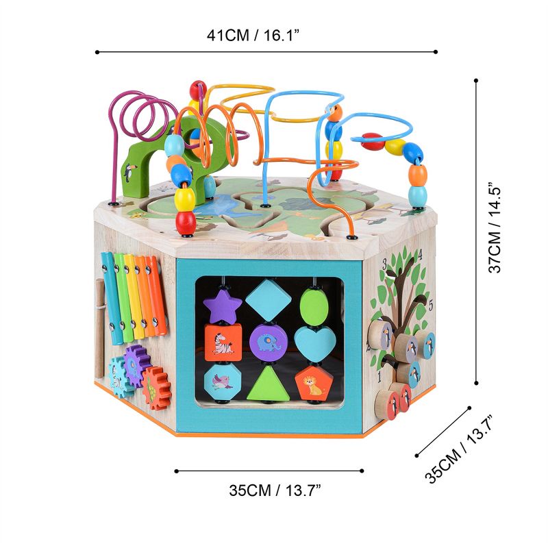 Teamson Kids Preschool 7 in 1 Wooden Activity Cube, Educational Toy PS-T0005, 4 of 13