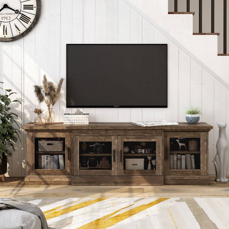 Sartell 4 Door TV Stand for TVs up to 75&#34; Reclaimed Oak - HOMES: Inside + Out, 4 of 9