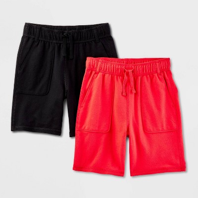 Boys' 2pk Adaptive Knit Shorts - Cat & Jack™ Black/Red