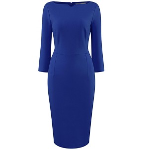 Hobemty Women's 3/4 Sleeve Work Boat Neck Elegant Business Sheath Dresses - 1 of 4
