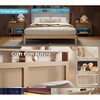 Queen Size Bed Frame Rattan Headboard with LED Lights and Charging Station Boho Bedframe with Storage Shelf and Under Bed Storage Solid Wood Support - 4 of 4