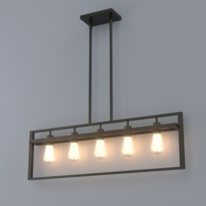 Costway 5-Lights Pendant Lamp Flush Mount Geometric Metal Chandelier w/ Iron Lamp Shade - 1 of 4