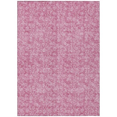 Blush And Ivory Floral Washable Indoor Outdoor Area Rug