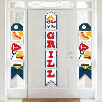 Big Dot of Happiness Fire Up the Grill - Hanging Vertical Paper Door Banners - Summer BBQ Picnic Party Wall Decoration Kit - Indoor Door Decor