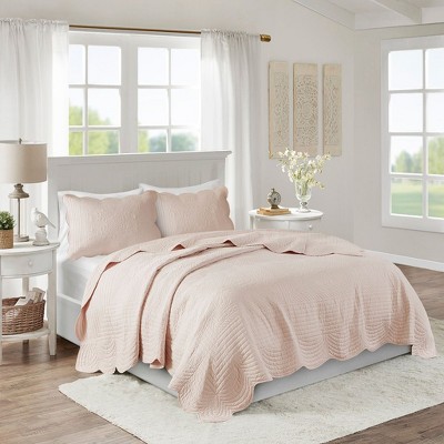NicBex 3 PCS Reversible Scalloped Edge Comforter Set,Quilt Set with 1 Quilt and 2 Shams,Soft Bed Sheets for All Seasons